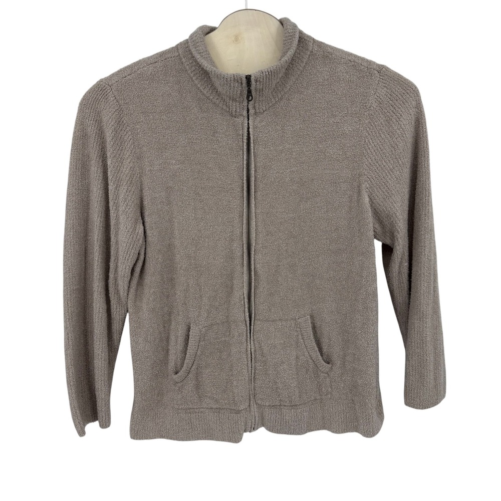 Barefoot Dreams Sweater Women XXL Tan Full Zip CozyChic Lite Mock Neck Soft Girl
